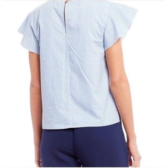 Draper James Cloister Stripe Flutter Top Blue With White Stripes Cotton Size 6 - Picture 3 of 16